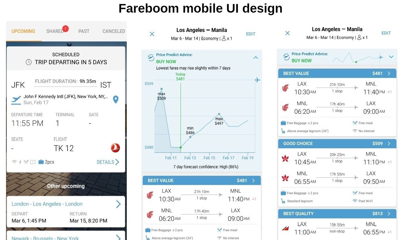 Fareboom Mobile UI design