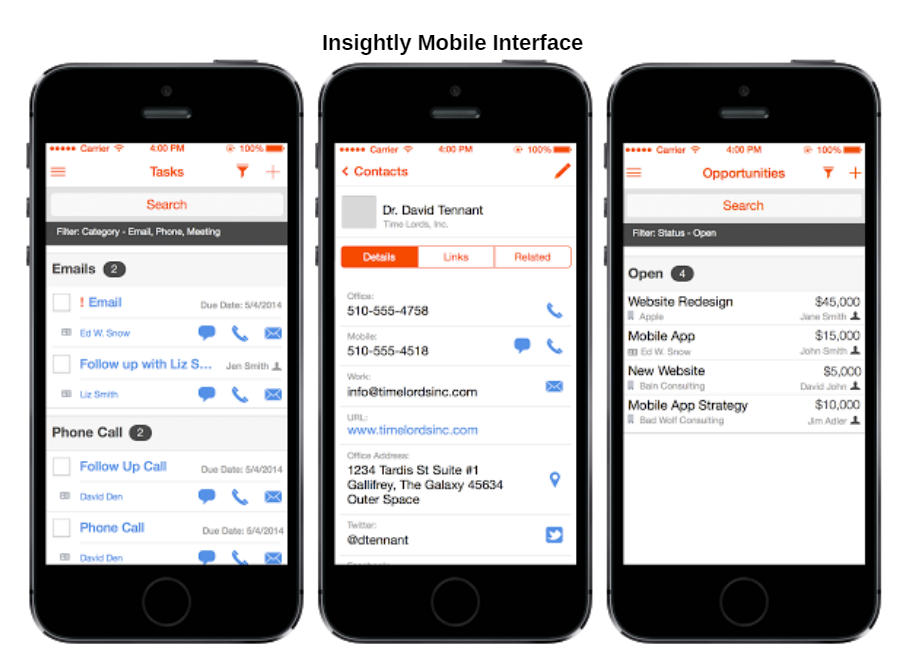 Insightly Mobile Interface