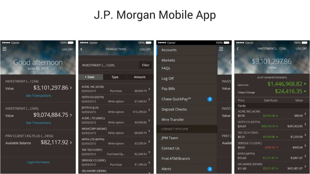 JPMorgan Mobile App UI