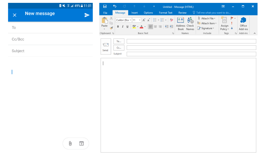 Outlook's mobile version has far fewer bells and whistles than its desktop version