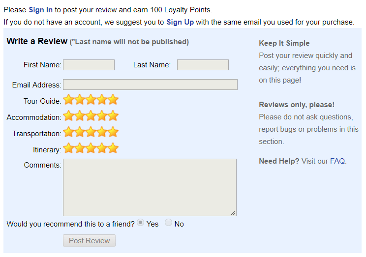 write a review for points