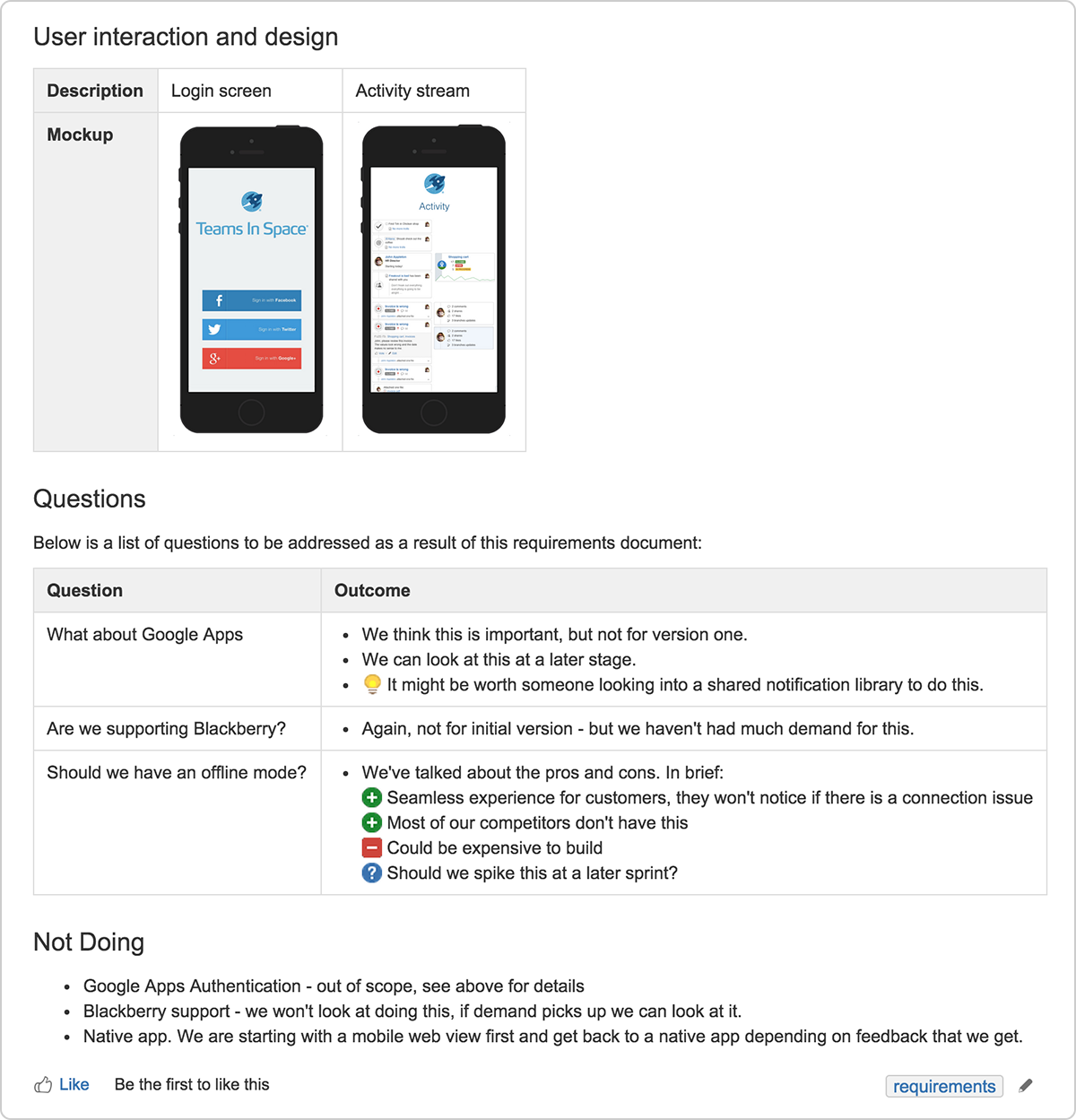 App Requirements Template