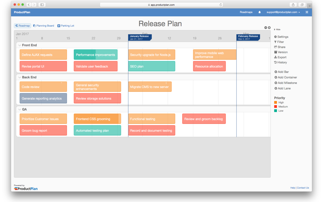 Release plan example