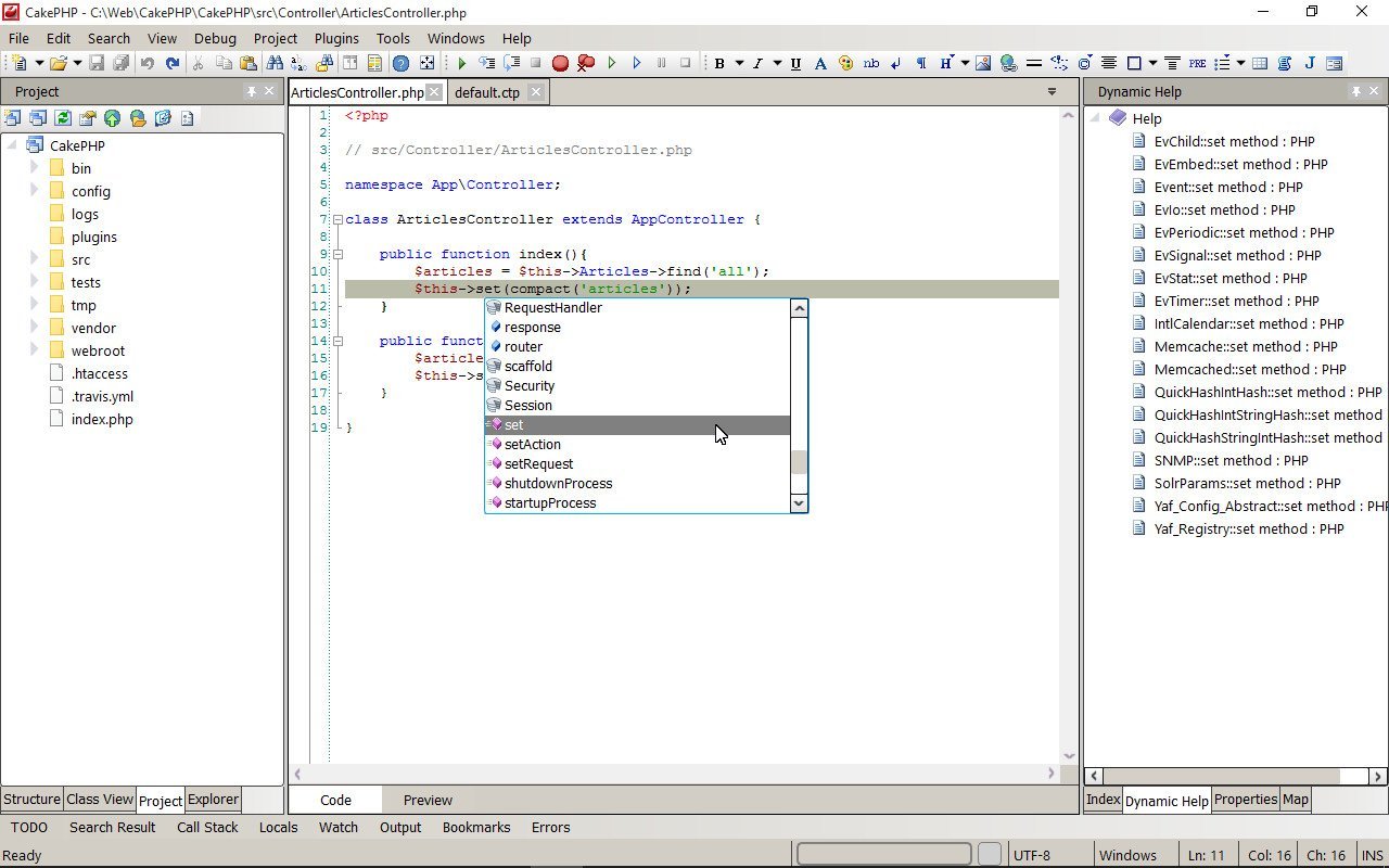 Codelobster dynamic help
