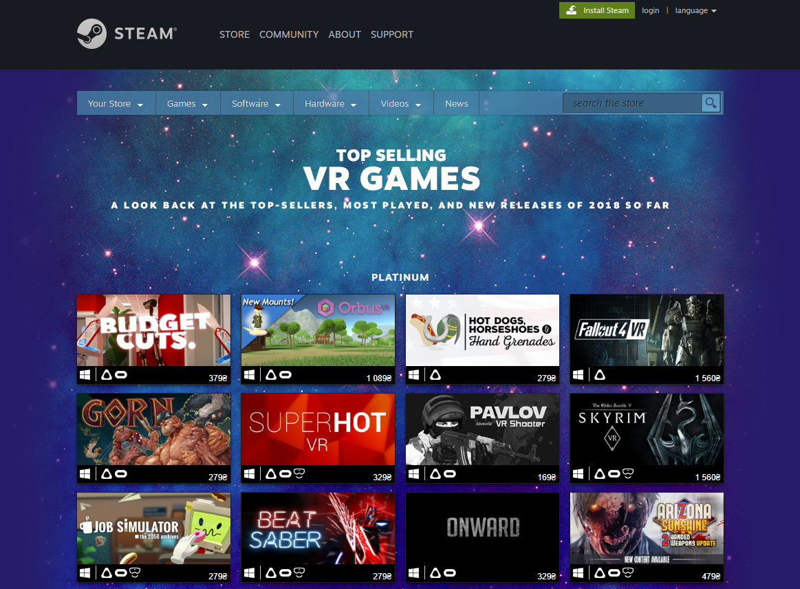 Steam VR store