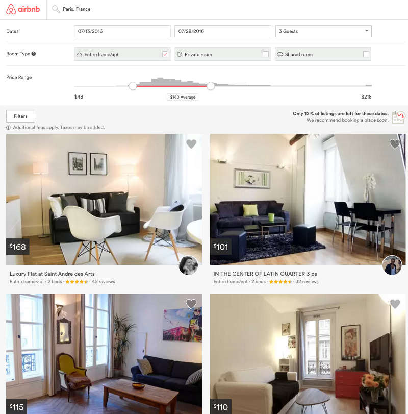 Taxonomization applied on the Airbnb website
