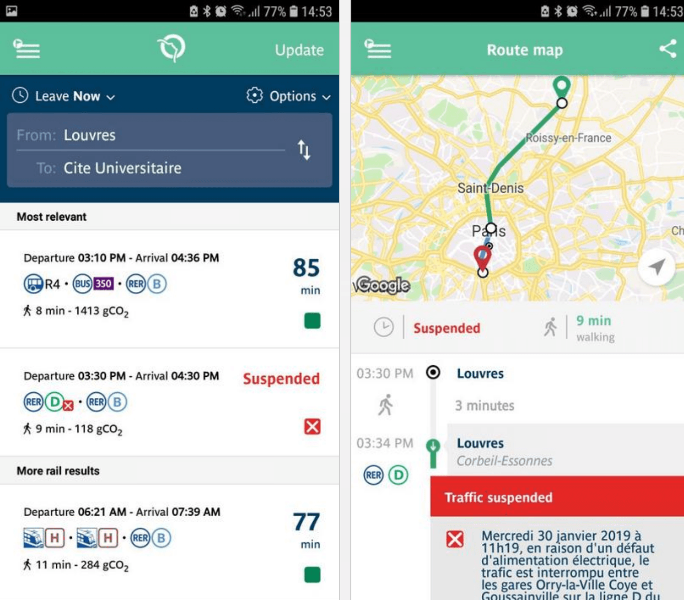 RATP map with road situation