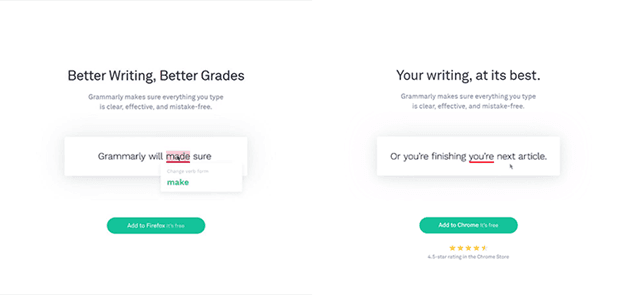 Smart content on Grammarly aimed at different segments