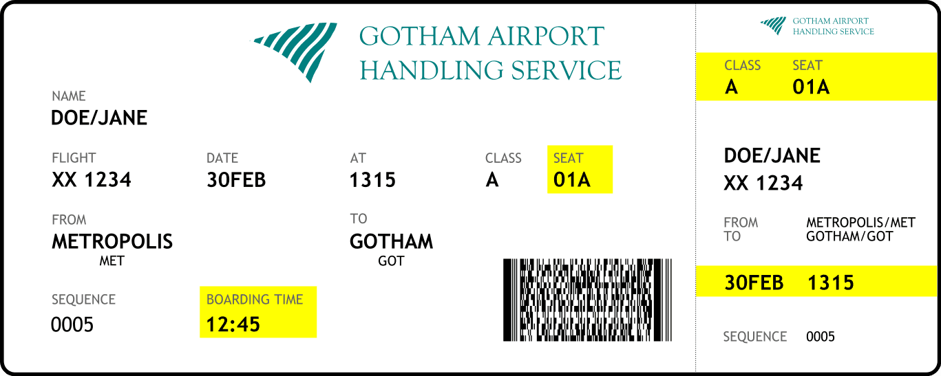 Boarding pass sample