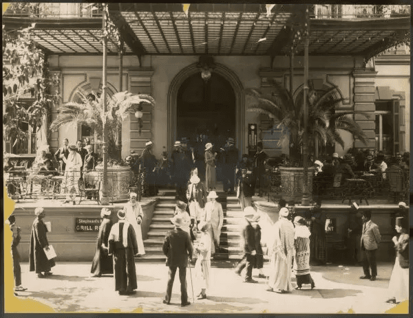 The tourist group outside a hotel in Cairo