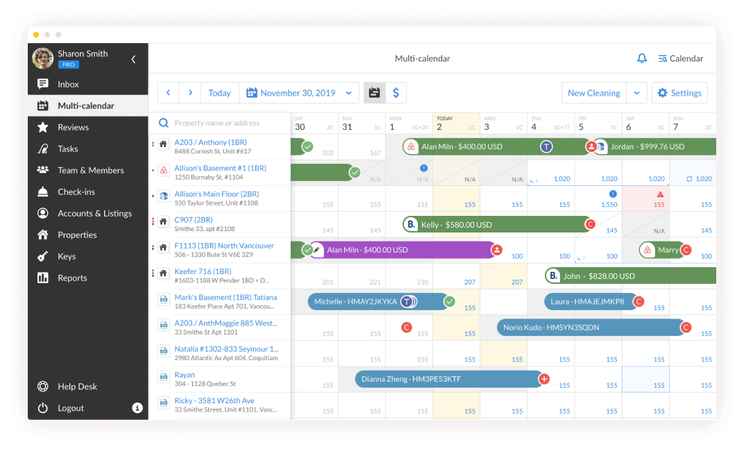 iGMS multi-calendar dashboard