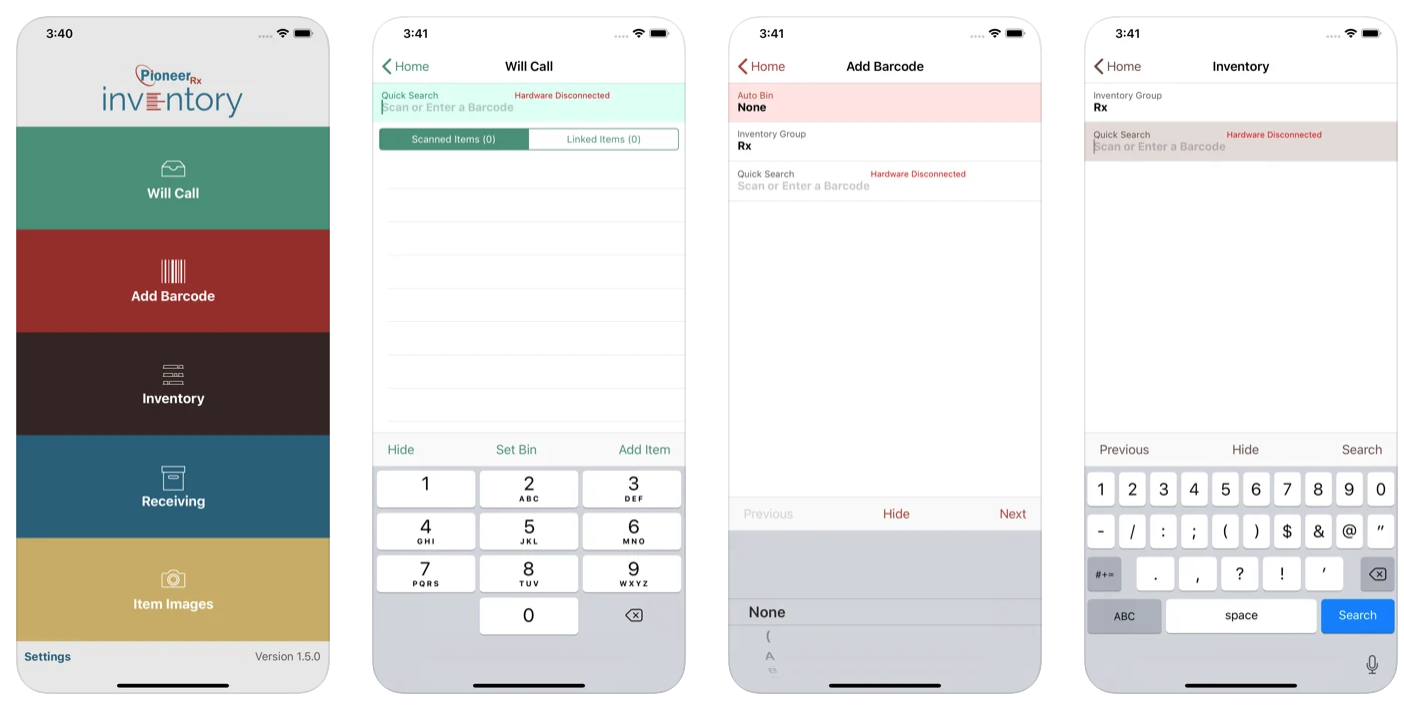 PioneerRx Mobile Inventory interface