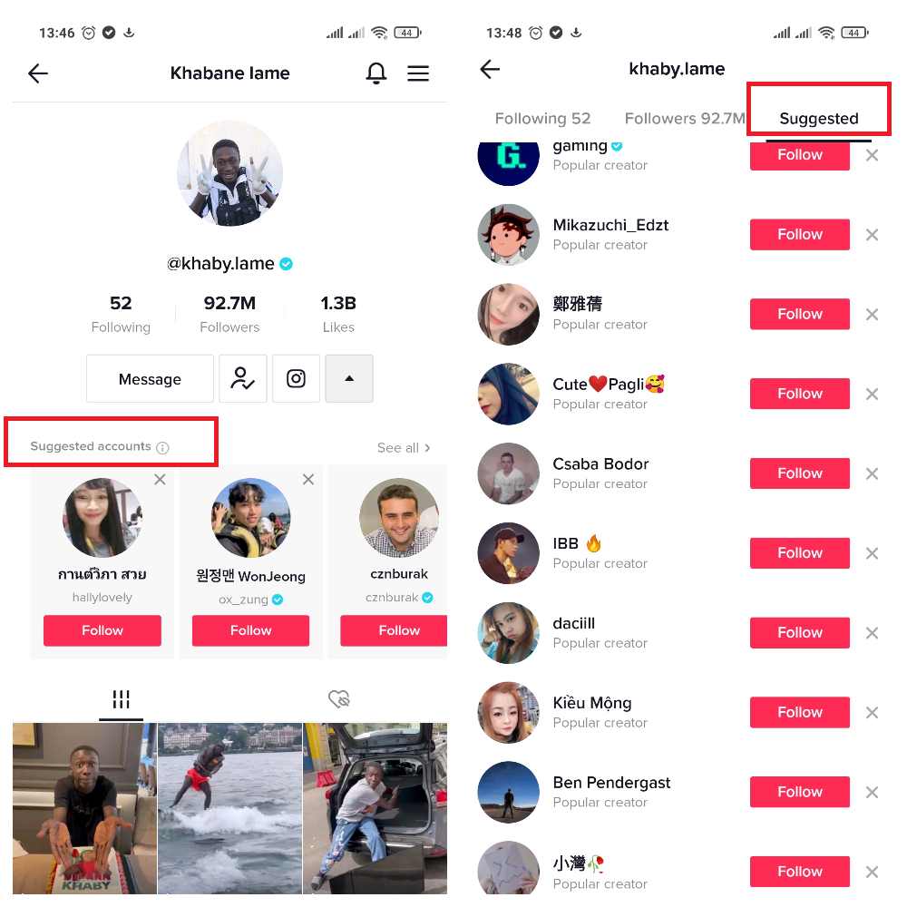 TikTok uses collaborative filtering to suggest accounts to follow