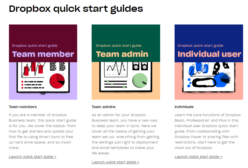 Dropbox quick start guides