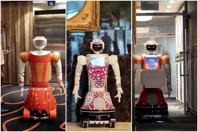 three robots from hotel sky sandton
