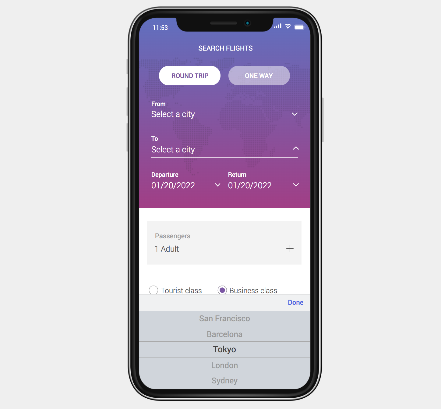 You can click through this prototype of a flight booking app