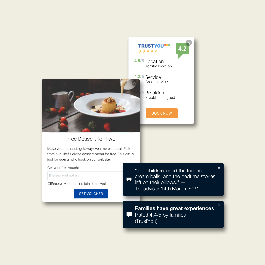 An example of a cross-sell message for hotels