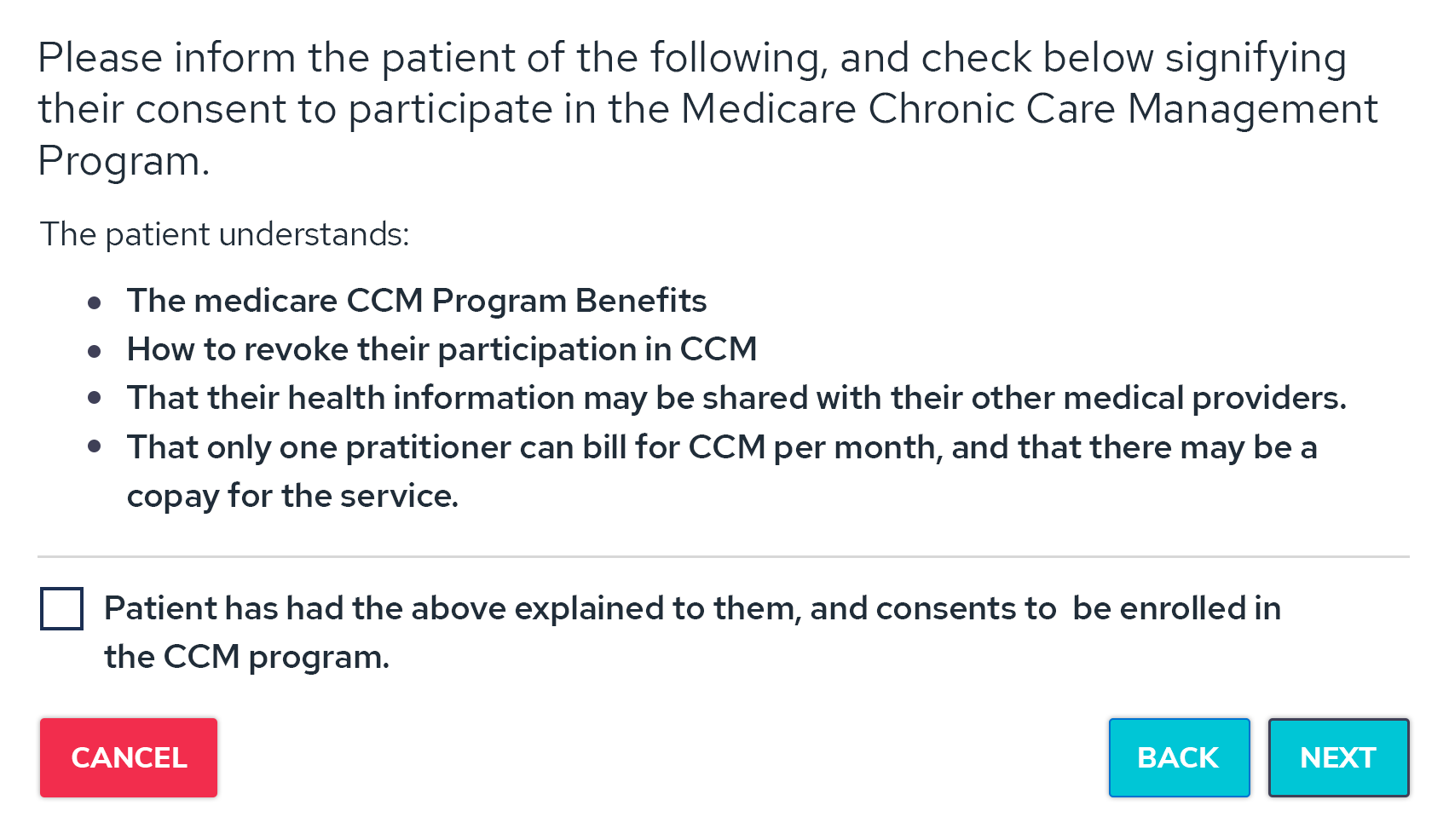 Enrollment patient consent form