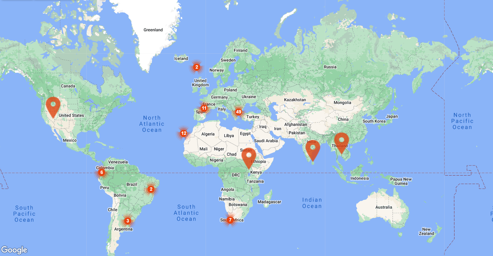NomadStay map with options available for booking worldwide
