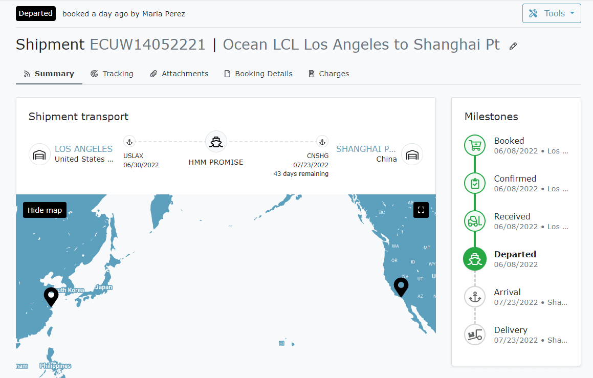 tracking via web portal