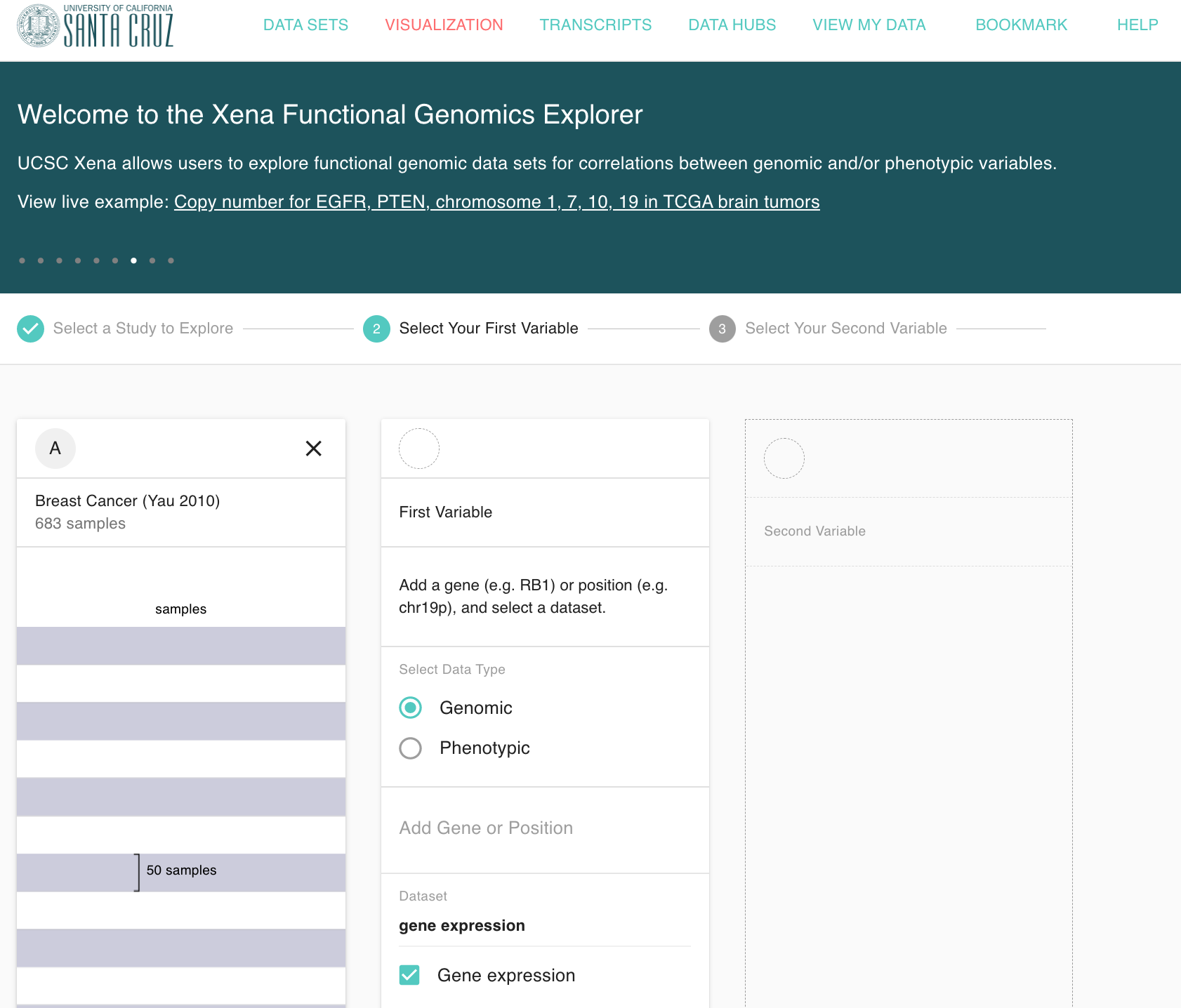 UCSC Xena interface