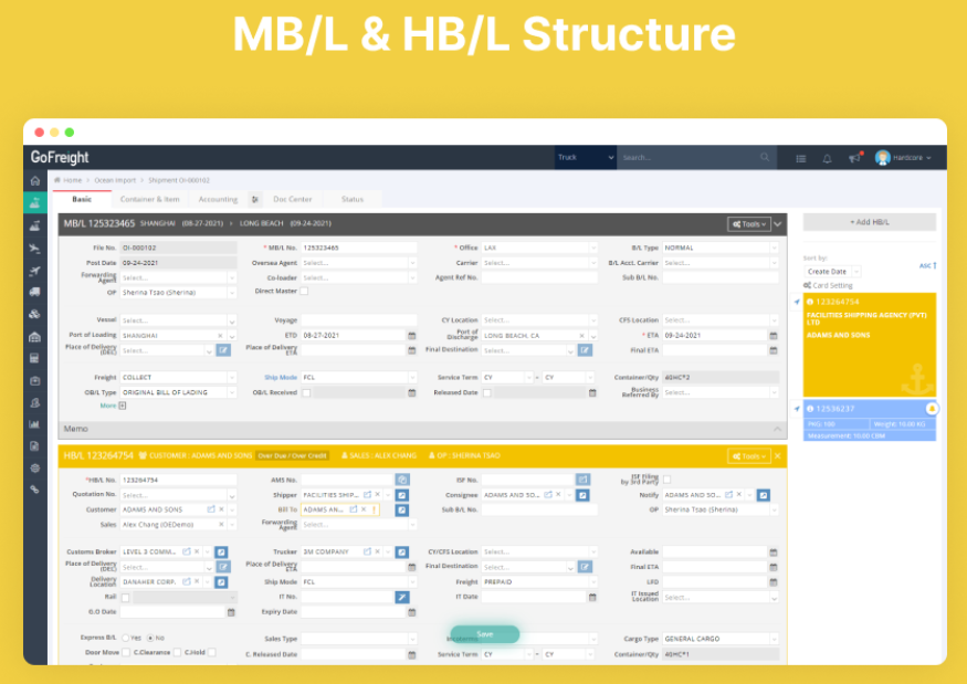 GoFreight helps to automate MBOL and HBOL structure