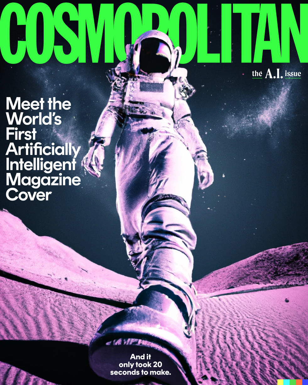 The Cosmopolitan magazine cover created by AI. Source: Cosmopolitan