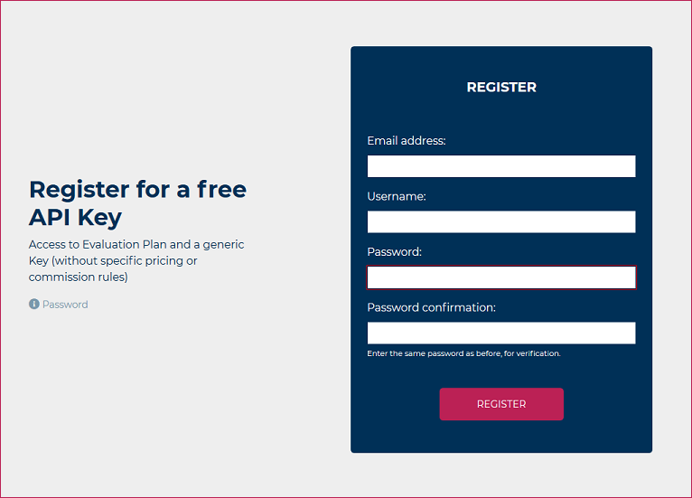 Registration for a free API Key at Hotelbeds. 